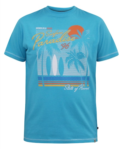 D555 Aaron Surfers Paradise Printed Crew Neck T-Shirt Turquoise